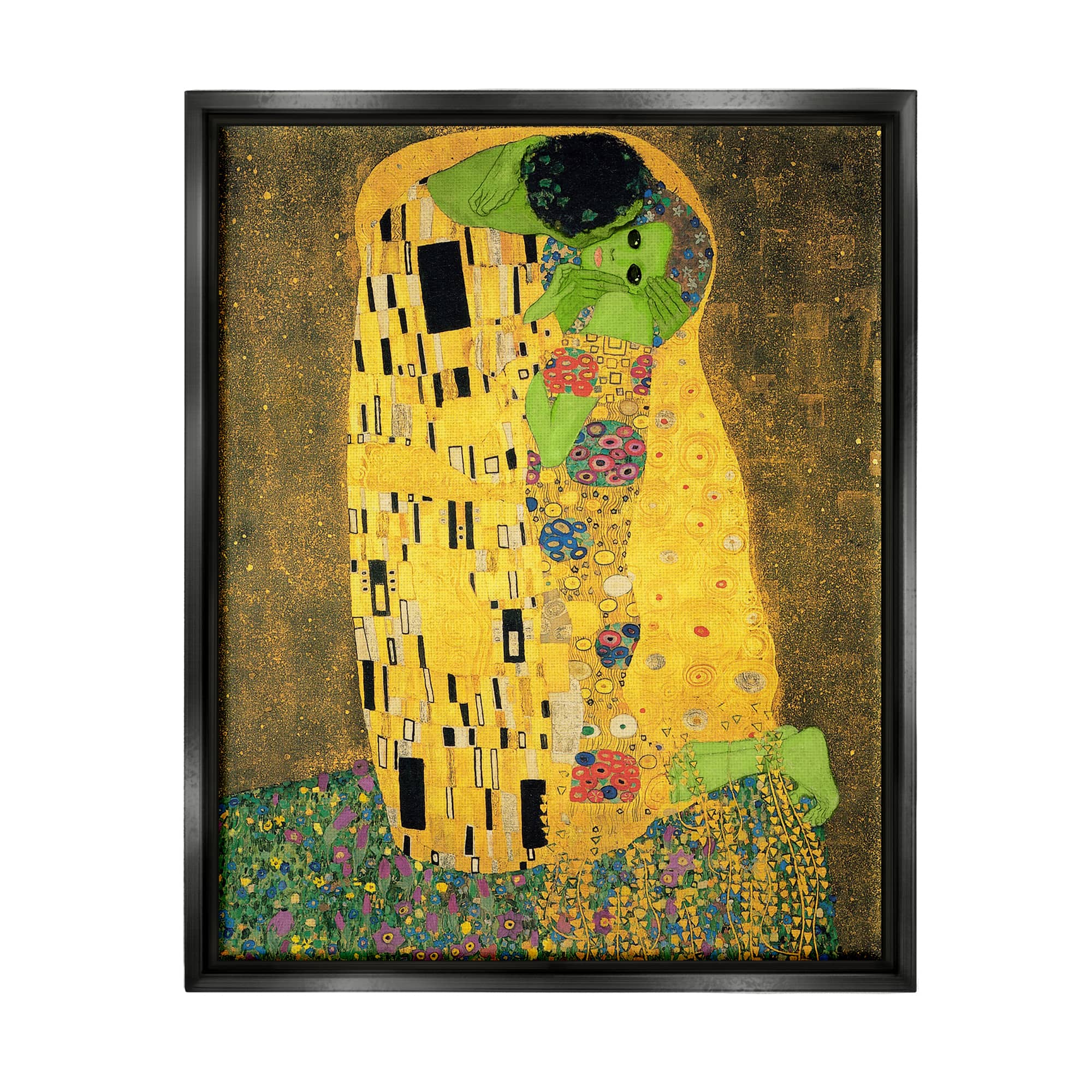 Stupell Industries Funny Classic Klimt Aliens Framed Floater Canvas Wall Art